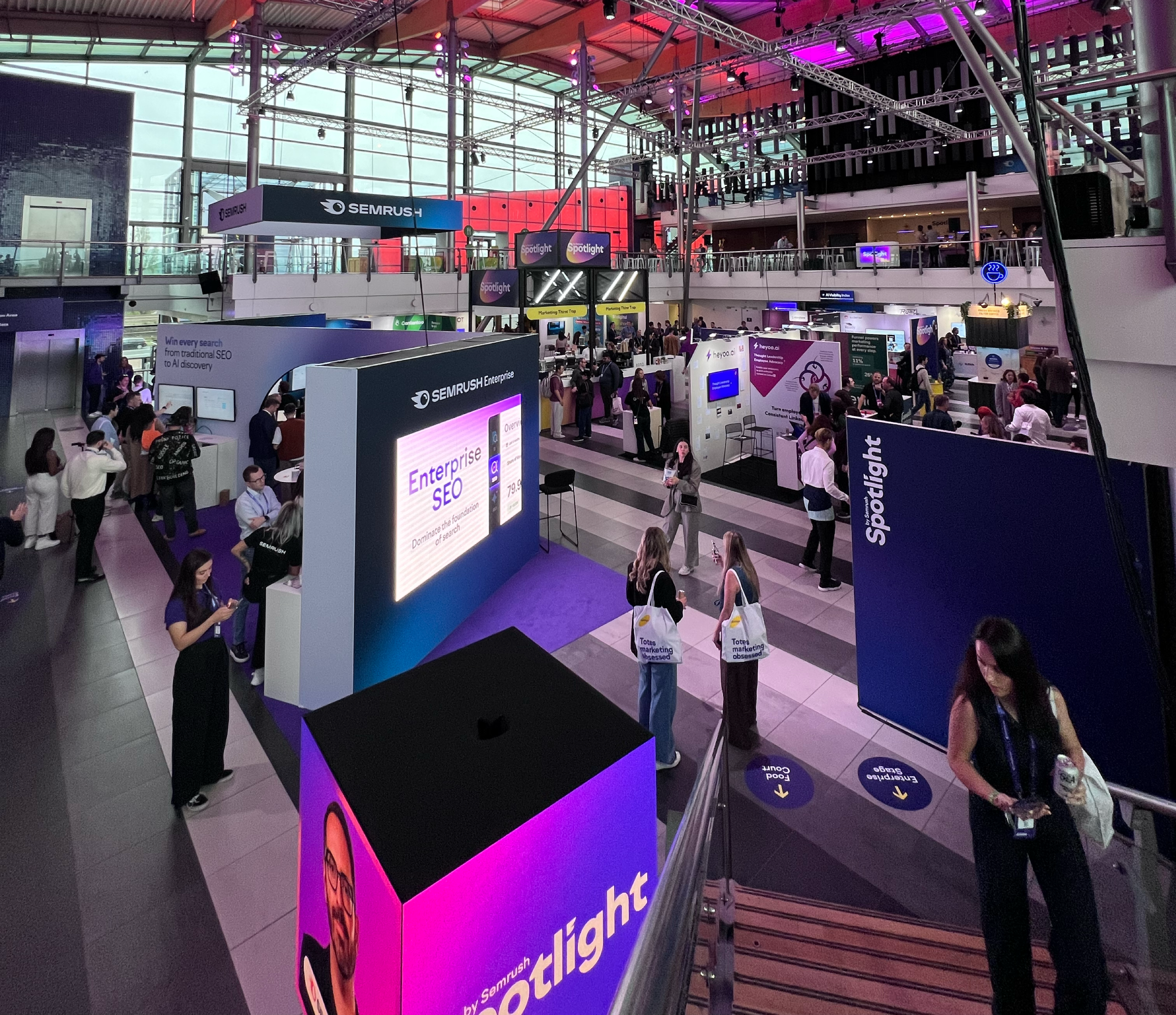 The show floor at Semrush Spotlight, with the Heyoo stand